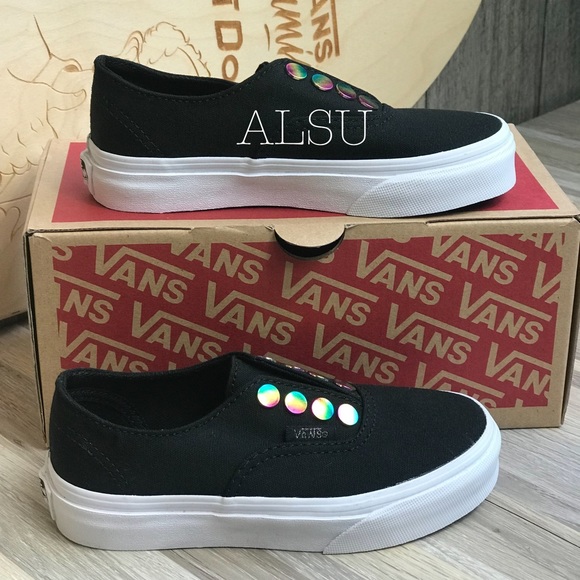 VANS Authentic Gore Rainbow🌈Eyelet Black Kid’s - Picture 4 of 7